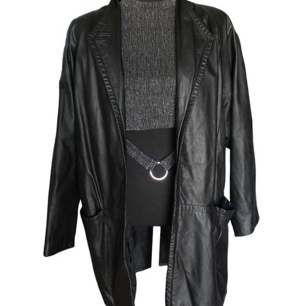 Donna Pelle Black Oversized Leather jacket. - image 2