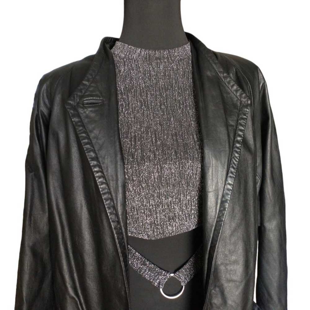 Donna Pelle Black Oversized Leather jacket. - image 3