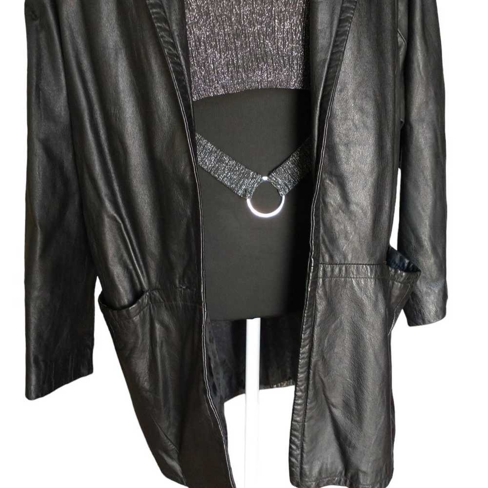 Donna Pelle Black Oversized Leather jacket. - image 4