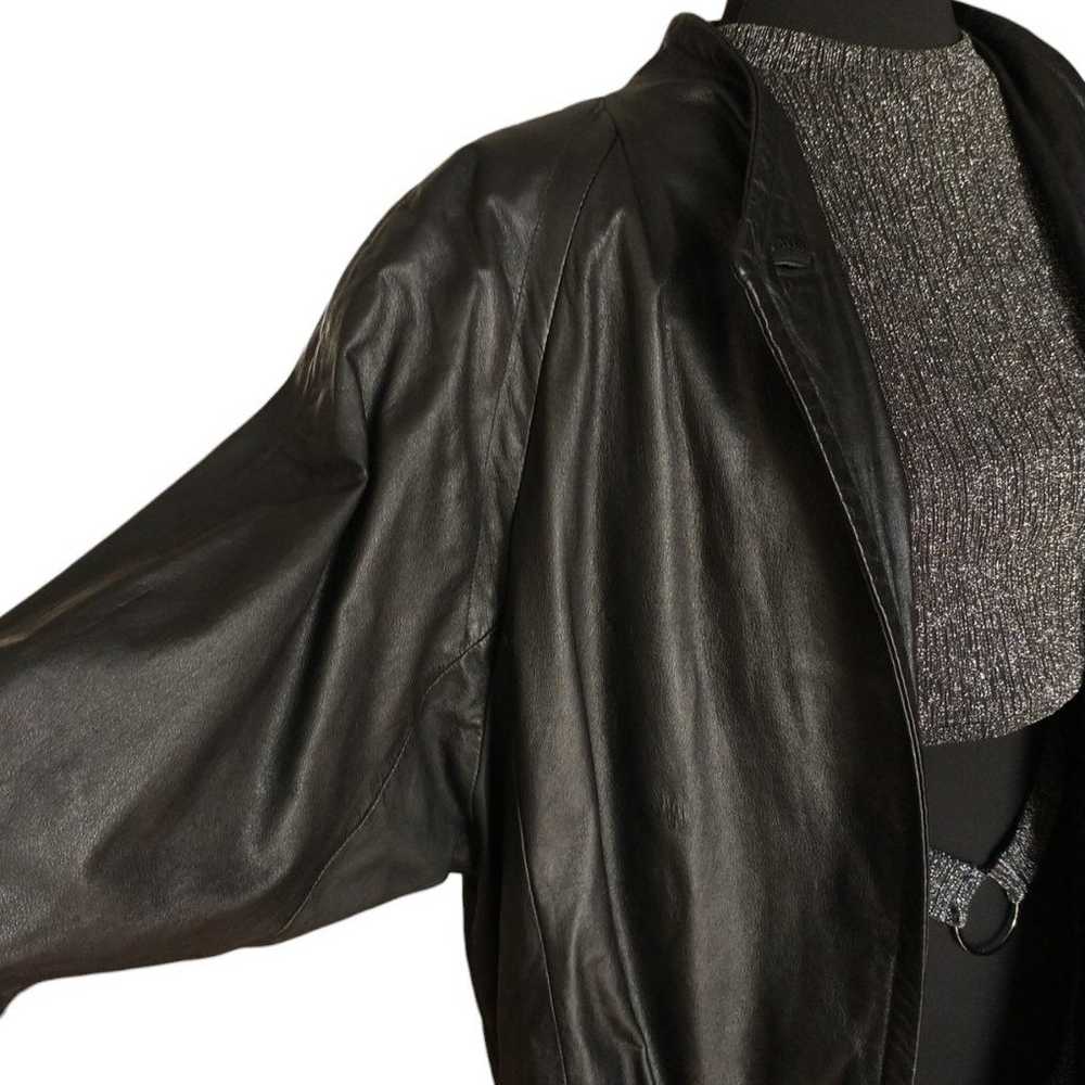 Donna Pelle Black Oversized Leather jacket. - image 5