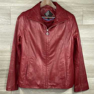 Vtg Tiboa Leathers Red Leather Jacket Women L USA 