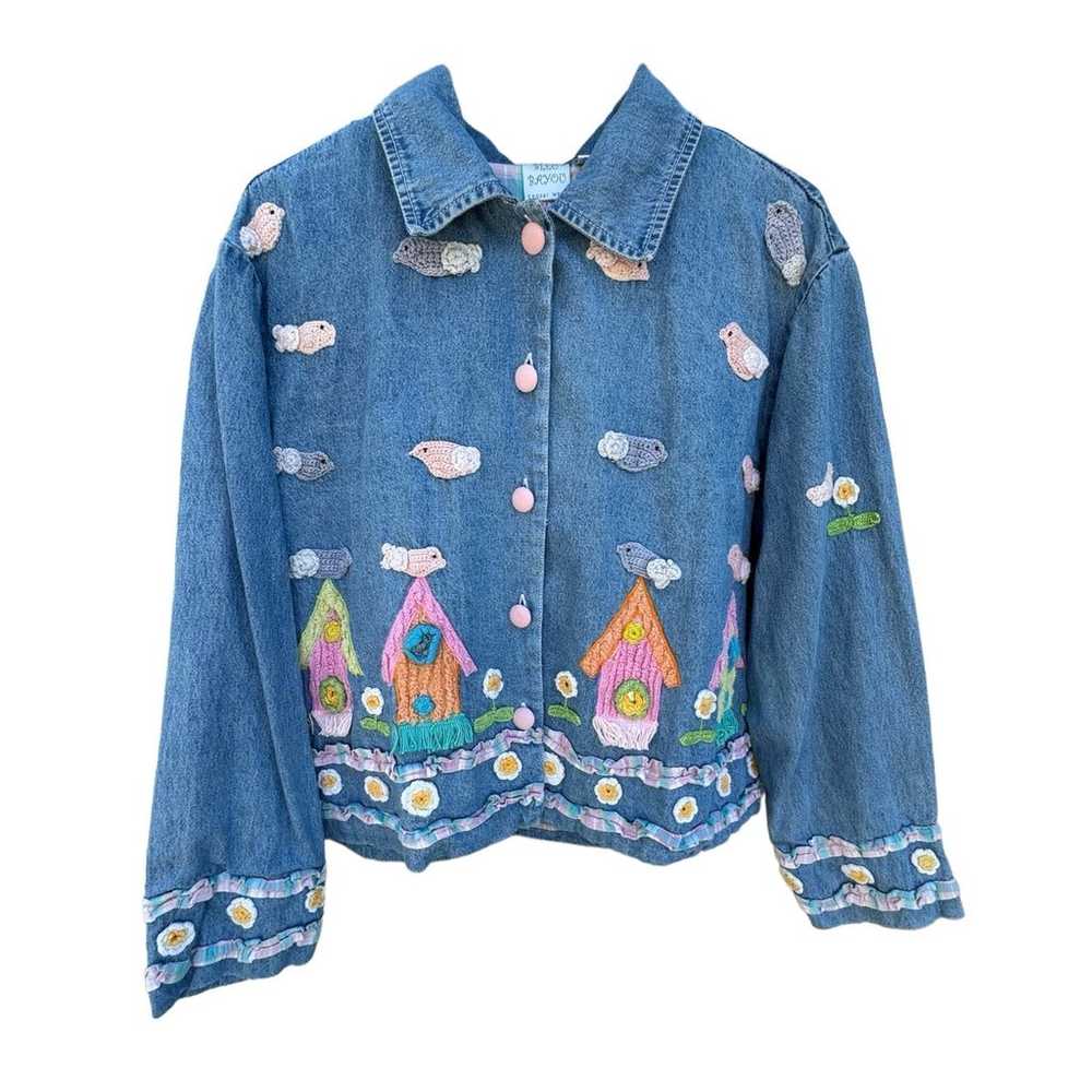 BLEU BAYOU Rare Jean Denim Jacket 3D Wearable Art… - image 1