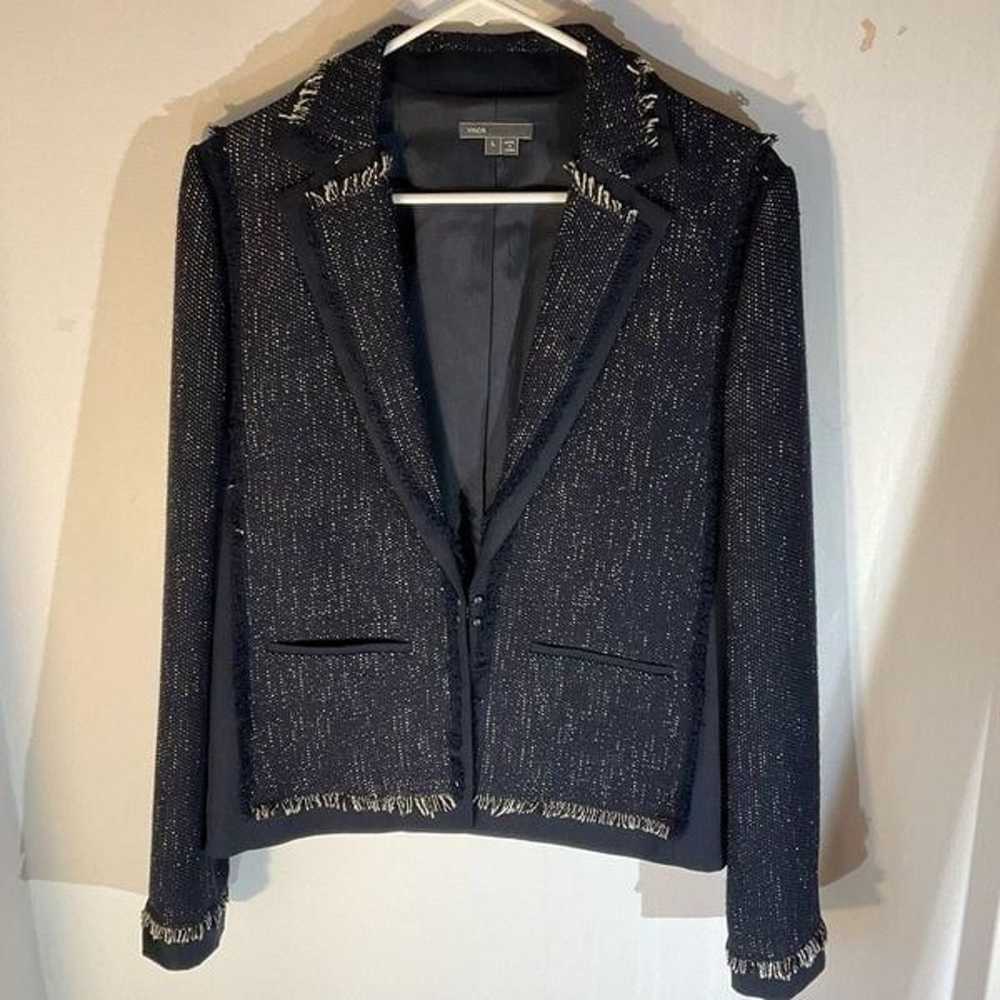 Vince Boucle Lady Jacket. Size L. Navy and White - image 2