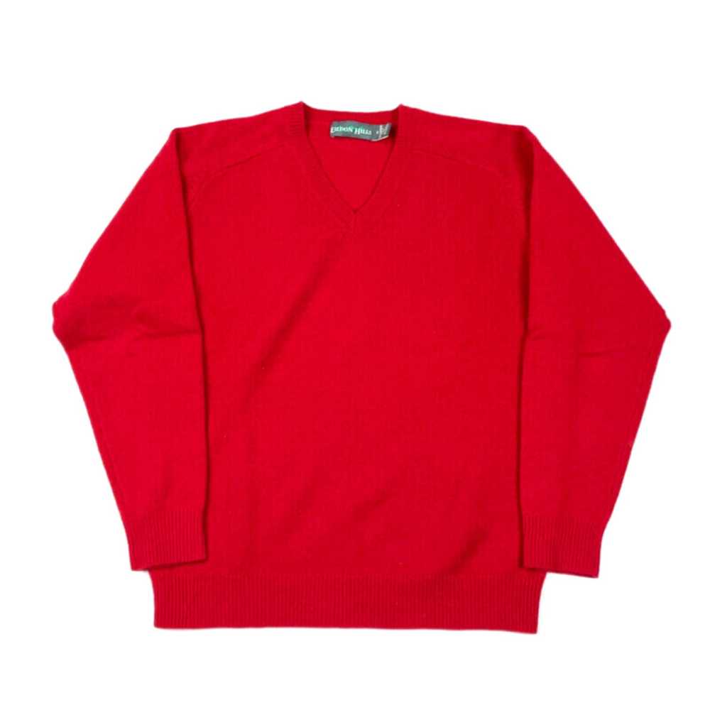 Vintage VTG 90s Red V-Neck Knit Pullover Sweater … - image 1