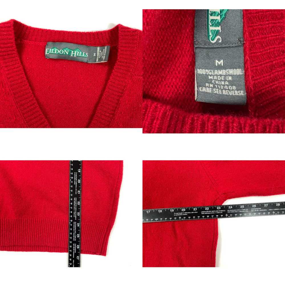 Vintage VTG 90s Red V-Neck Knit Pullover Sweater … - image 4
