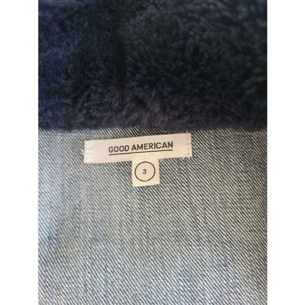 Good American Button Front The Fur Lined Blue Den… - image 5