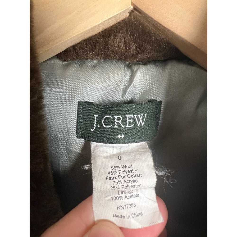 J. Crew Green Wool Blend Faux Fur Shawl Collar Do… - image 6