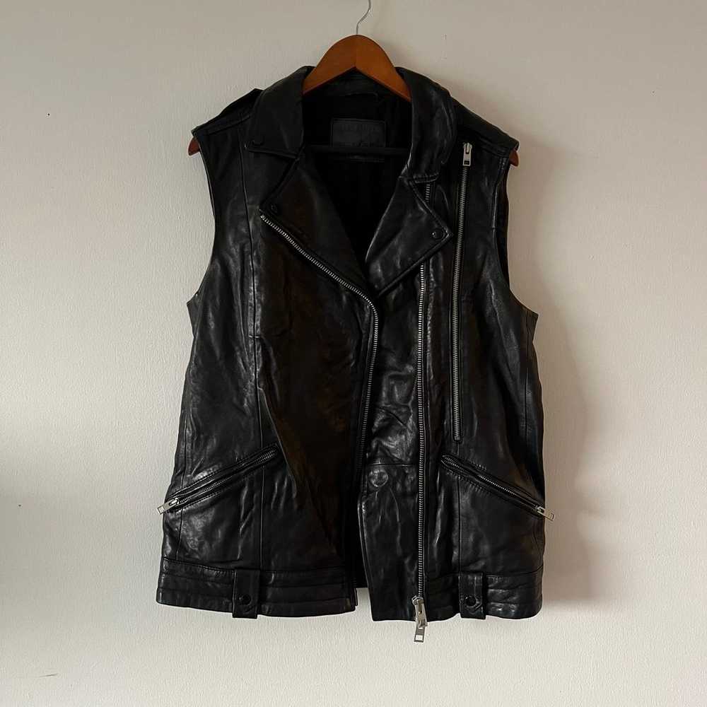 All Saints Gilet Biker Motorcycle Leather Vest Si… - image 1