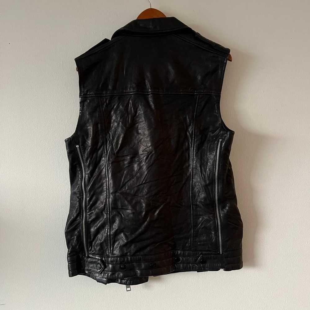 All Saints Gilet Biker Motorcycle Leather Vest Si… - image 3