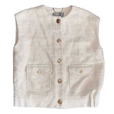Marella Ivory Tweed With Gold Buttons Vest Sleevel