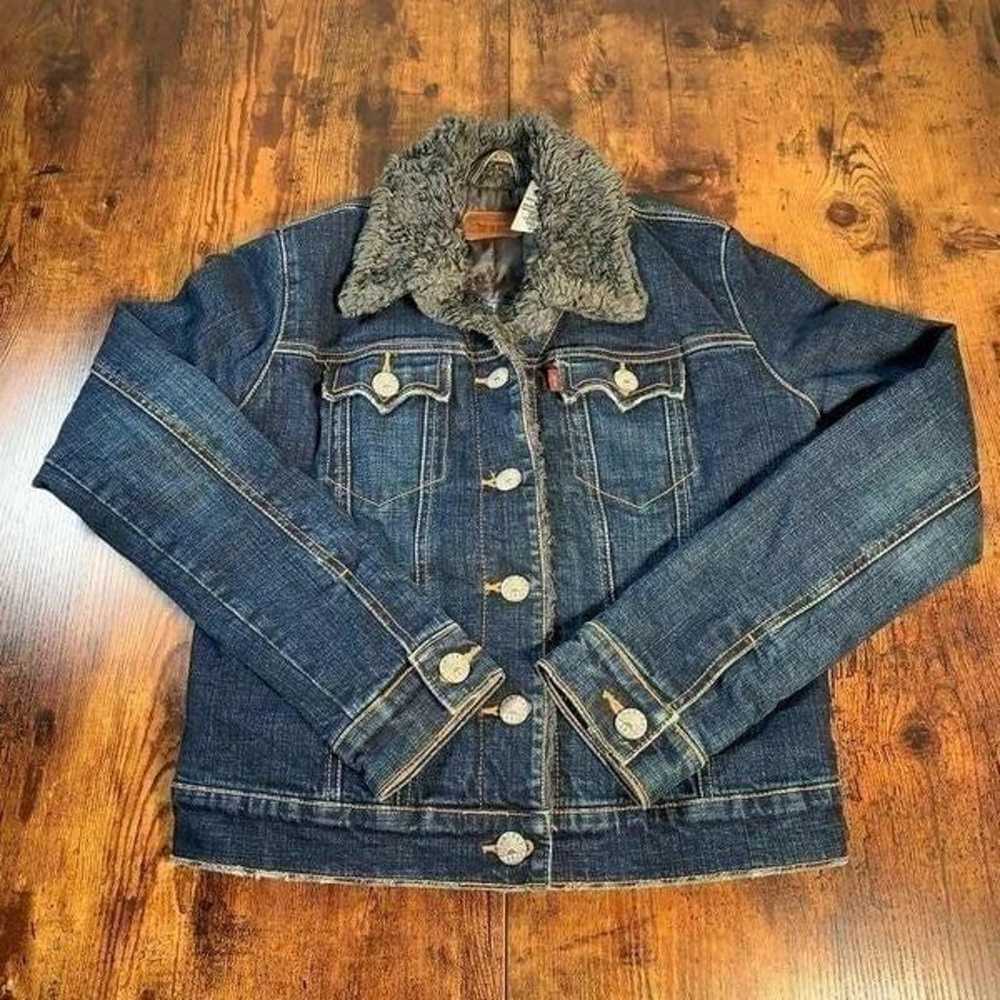 Rare LEVI CO.SUNSET AUTHENTIC BLUE JEAN SHERPA TR… - image 1