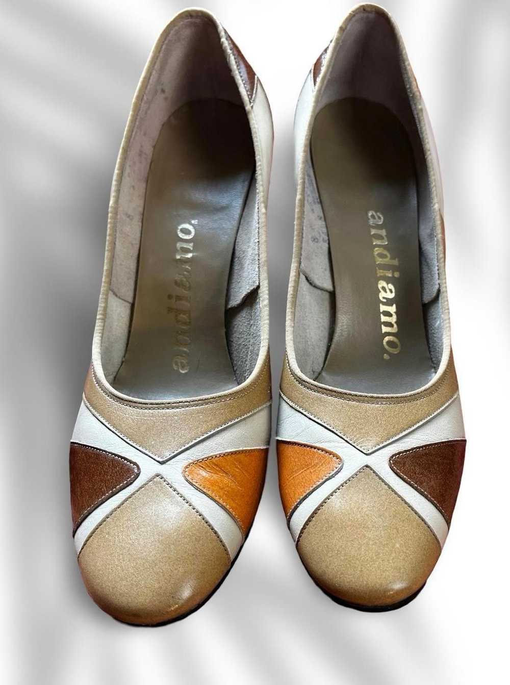 Designer Vintage! Retro! Chic! Block colored heel… - image 1
