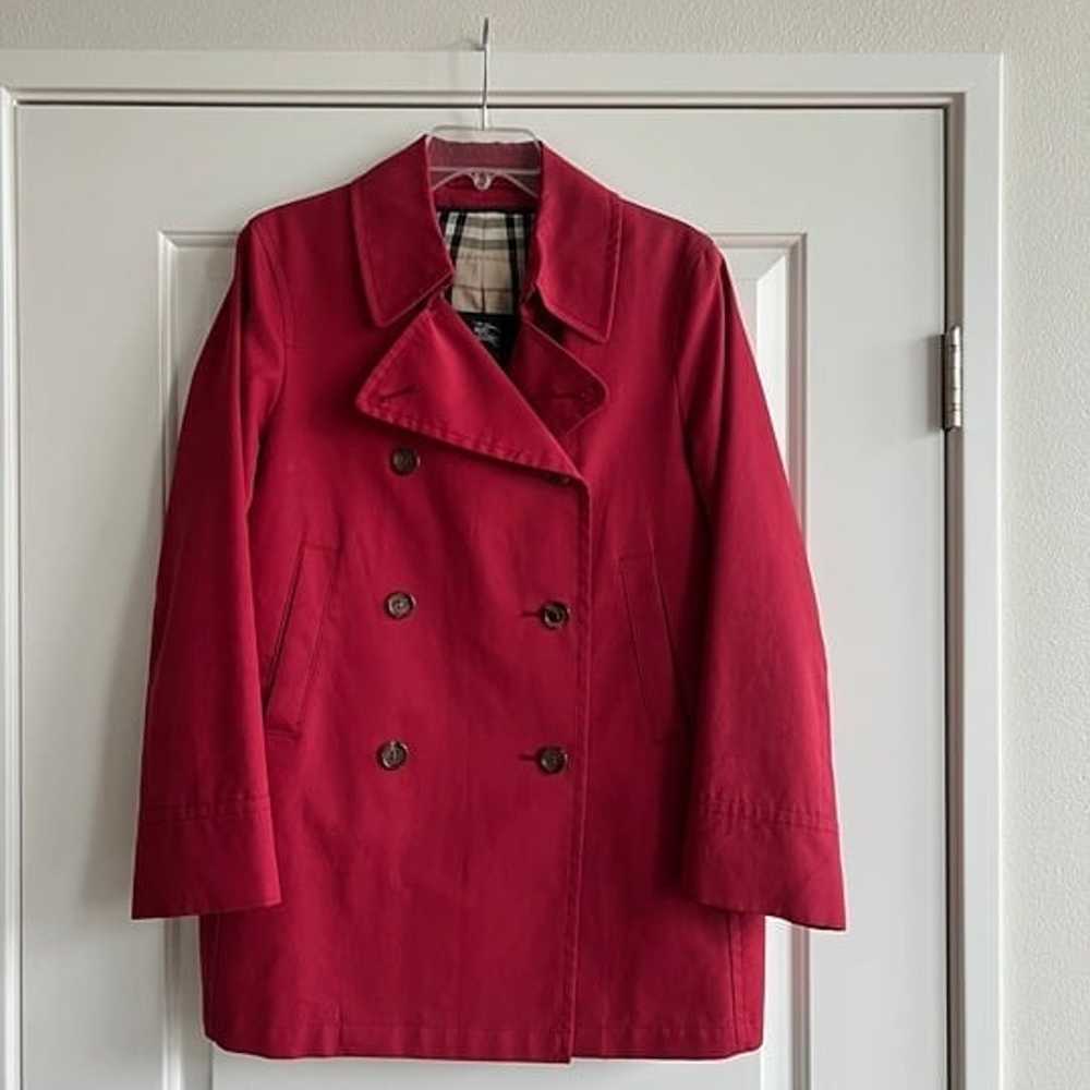 Vintage BURBERRY Coat in Red with Nova Check Line… - image 1