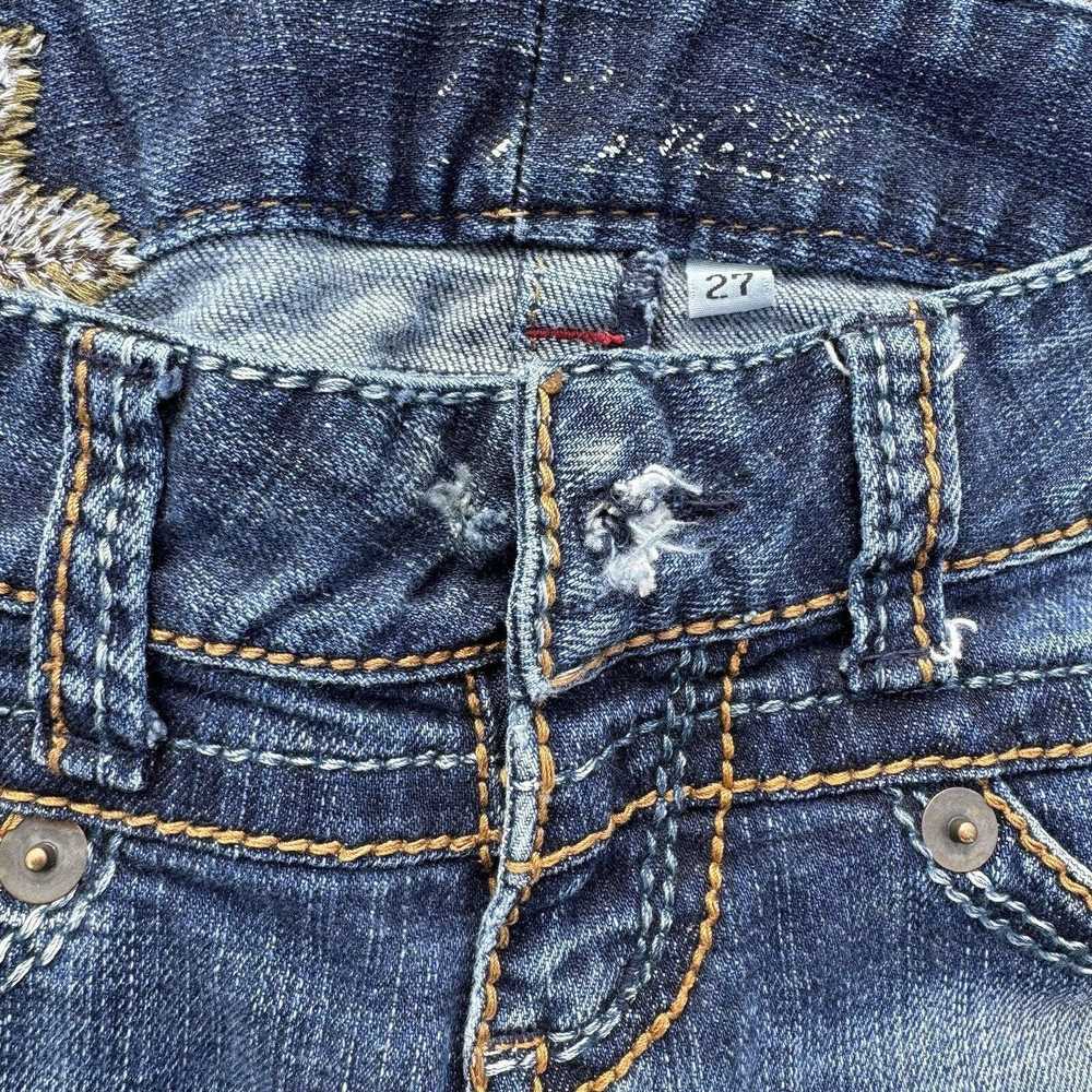 Vintage VTG Y2K Blue Tattoo Womens Bootcut Blue J… - image 4