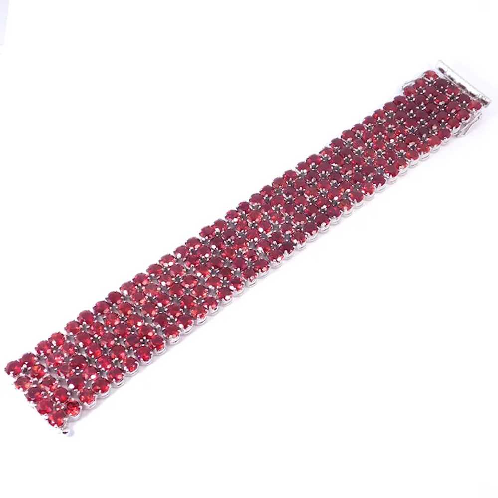 Radiant Sterling Silver Bracelet Garnet Glass Sto… - image 2