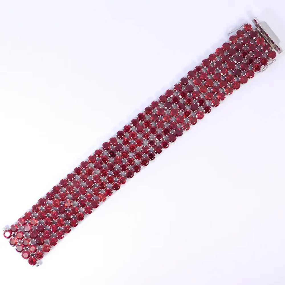 Radiant Sterling Silver Bracelet Garnet Glass Sto… - image 3