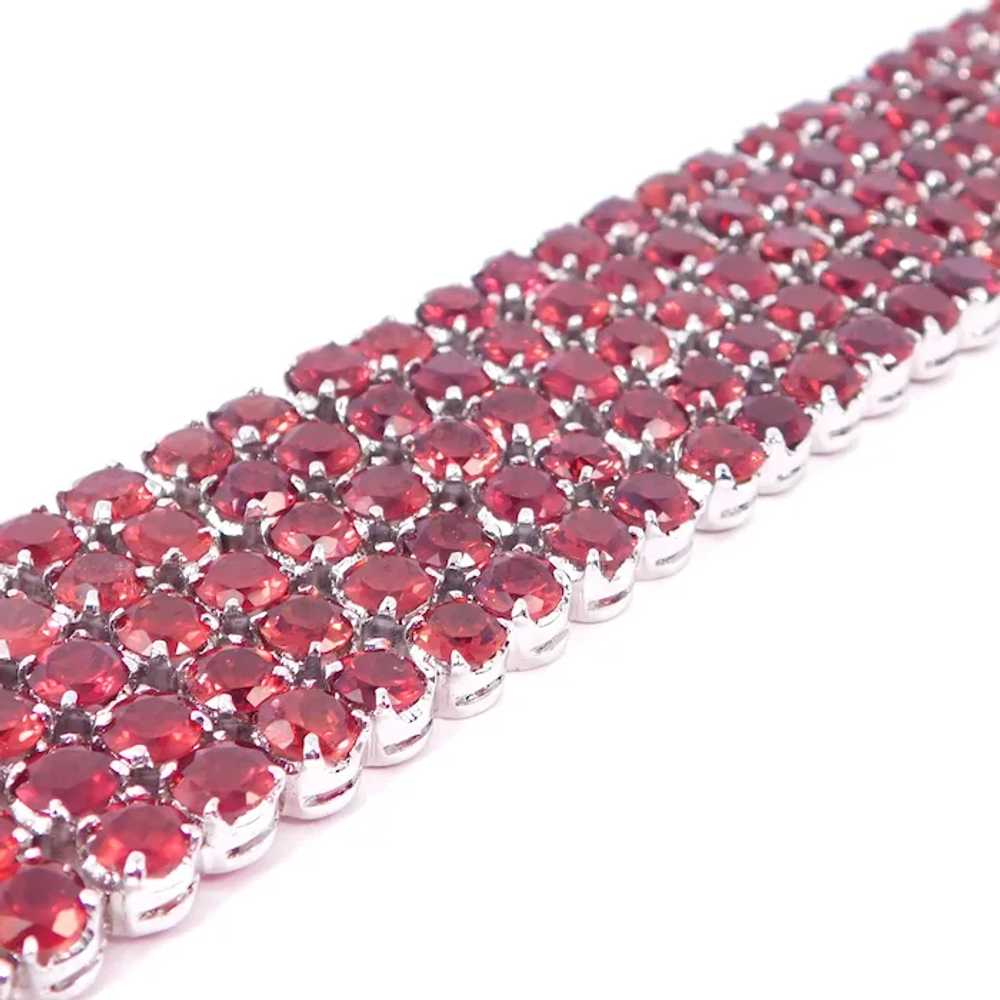 Radiant Sterling Silver Bracelet Garnet Glass Sto… - image 4