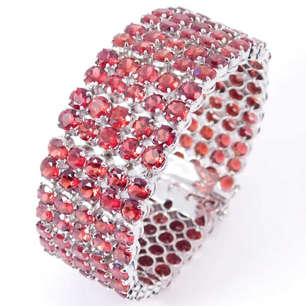 Radiant Sterling Silver Bracelet Garnet Glass Sto… - image 5