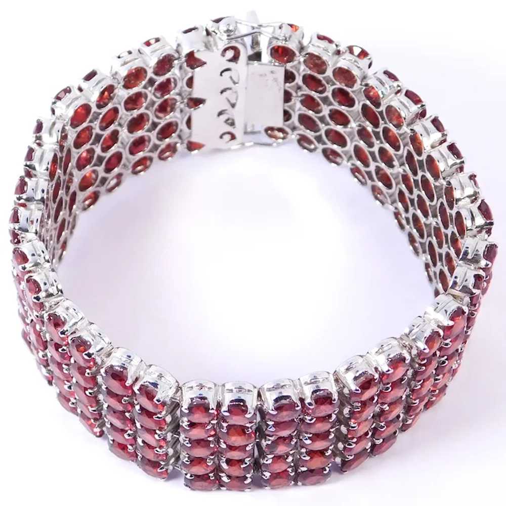 Radiant Sterling Silver Bracelet Garnet Glass Sto… - image 7