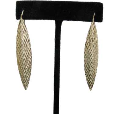 MODERNIST 14k Yellow Gold LEAF Shaped Dangle Drop… - image 1