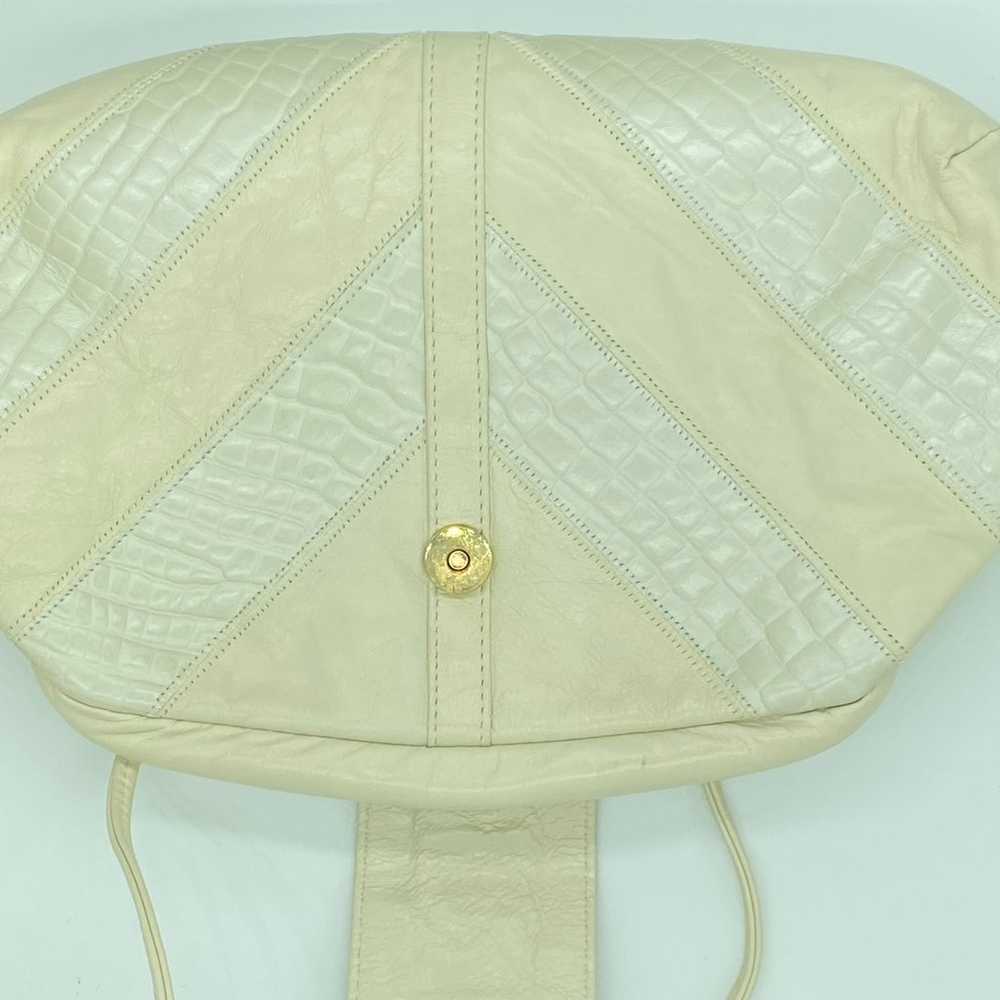 Vintage 70’s White/Ivory Patchwork Leather Crossb… - image 3