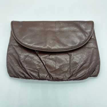 Vintage Brown Genuine Leather Clutch Purse