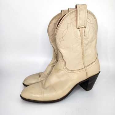 Vintage Nocona Cream Short Western Cowboy Boots