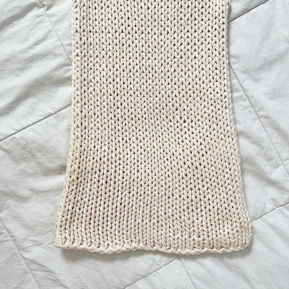 Chunky Vintage Hand Knit Crochet Cotton Cream Ivo… - image 3