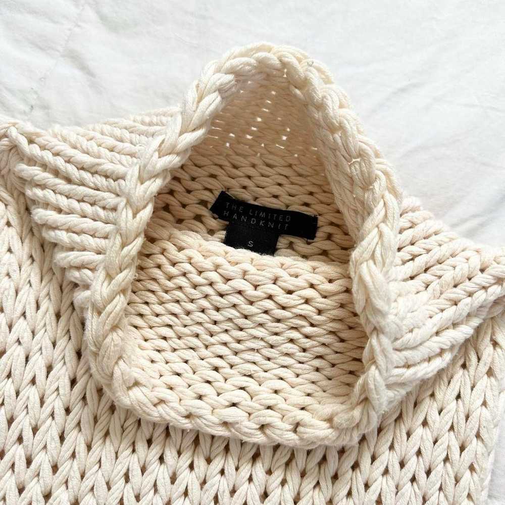 Chunky Vintage Hand Knit Crochet Cotton Cream Ivo… - image 4