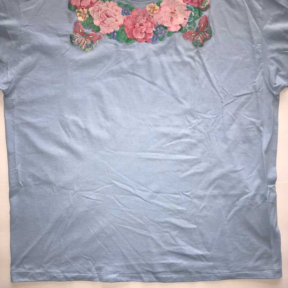 VTG HANES Men XXL Blue Single Stitch Rose Flowers… - image 4