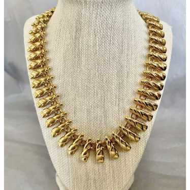 Vtg Anne Klein Necklace 1990s Gold Plated Chunky L