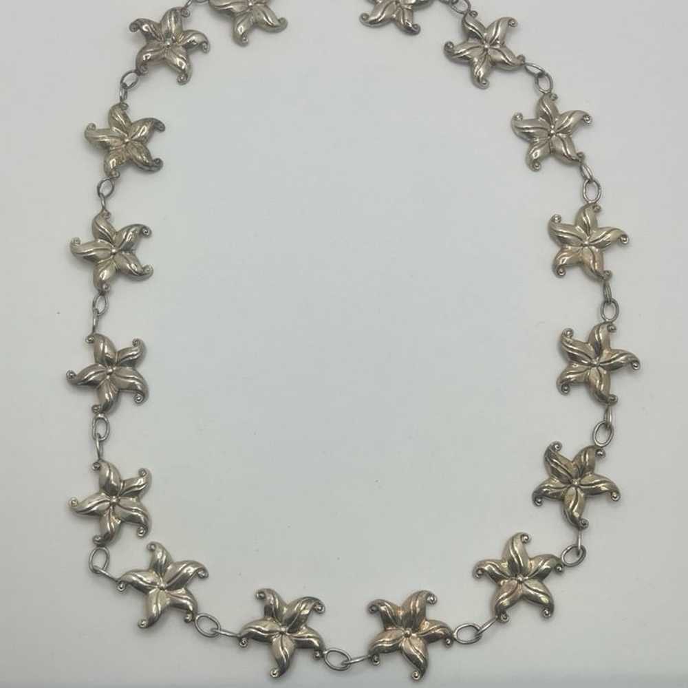 Vintage Sterling Silver Floral Charms Link Neckla… - image 1
