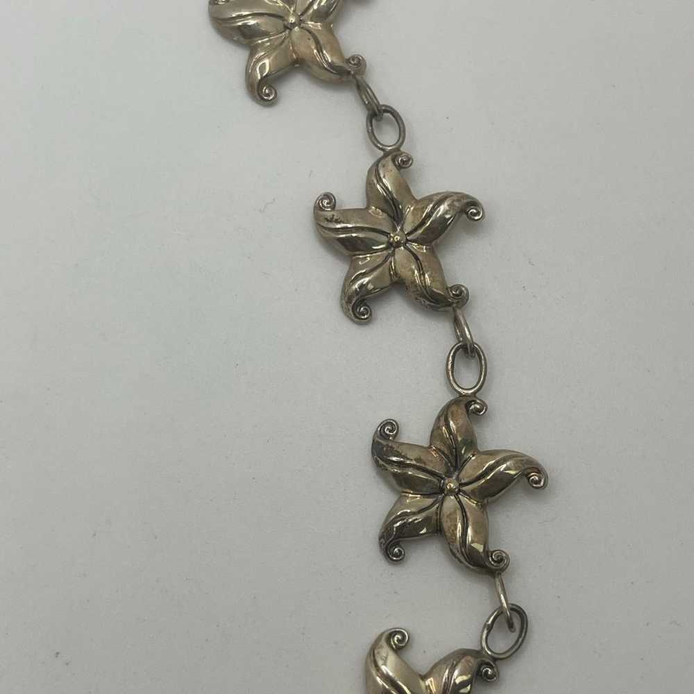 Vintage Sterling Silver Floral Charms Link Neckla… - image 2