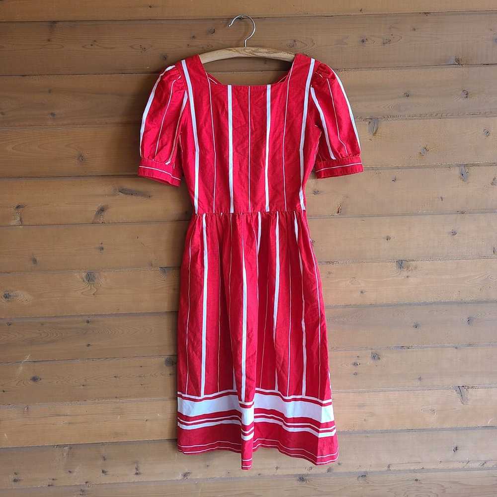 Vintage Handmade Red Stripe Pinup Criss Cross Bac… - image 1