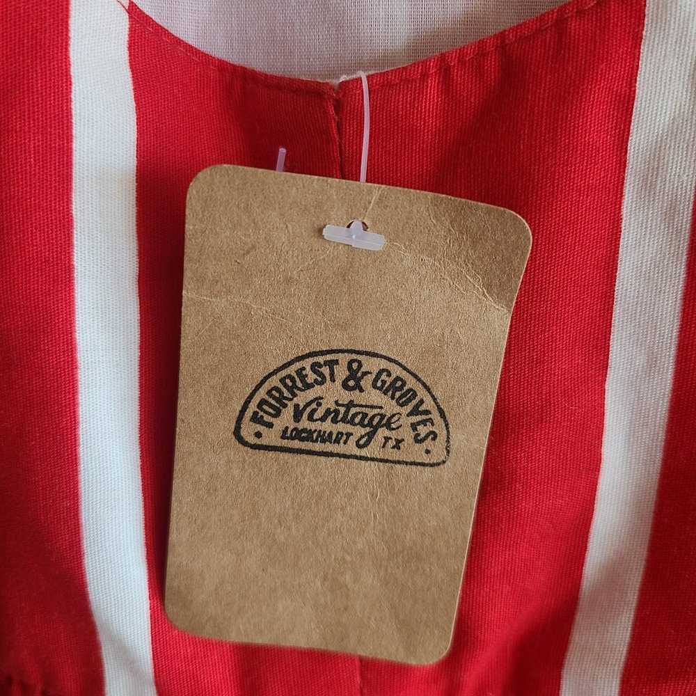 Vintage Handmade Red Stripe Pinup Criss Cross Bac… - image 3