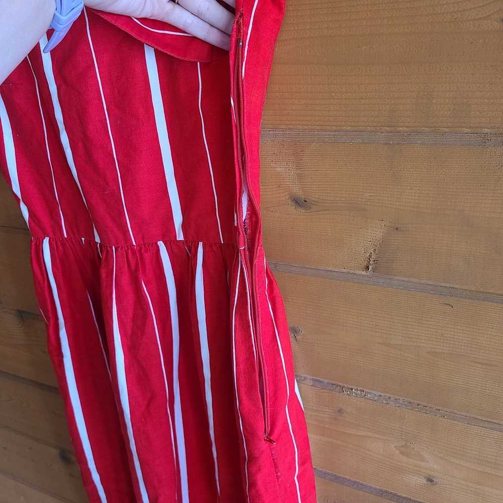 Vintage Handmade Red Stripe Pinup Criss Cross Bac… - image 5