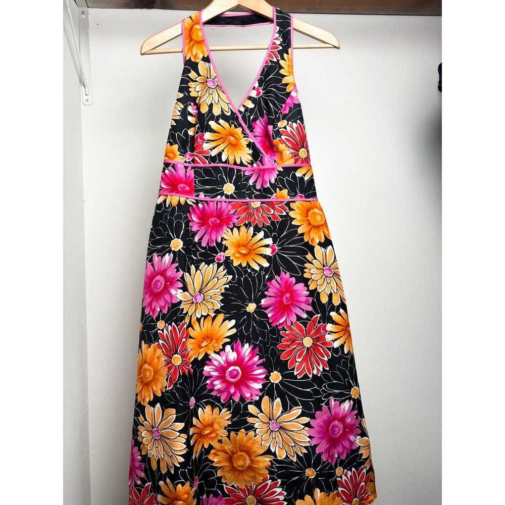 Madison Studio 100% Silk Floral Halter Dress Sz 8… - image 2