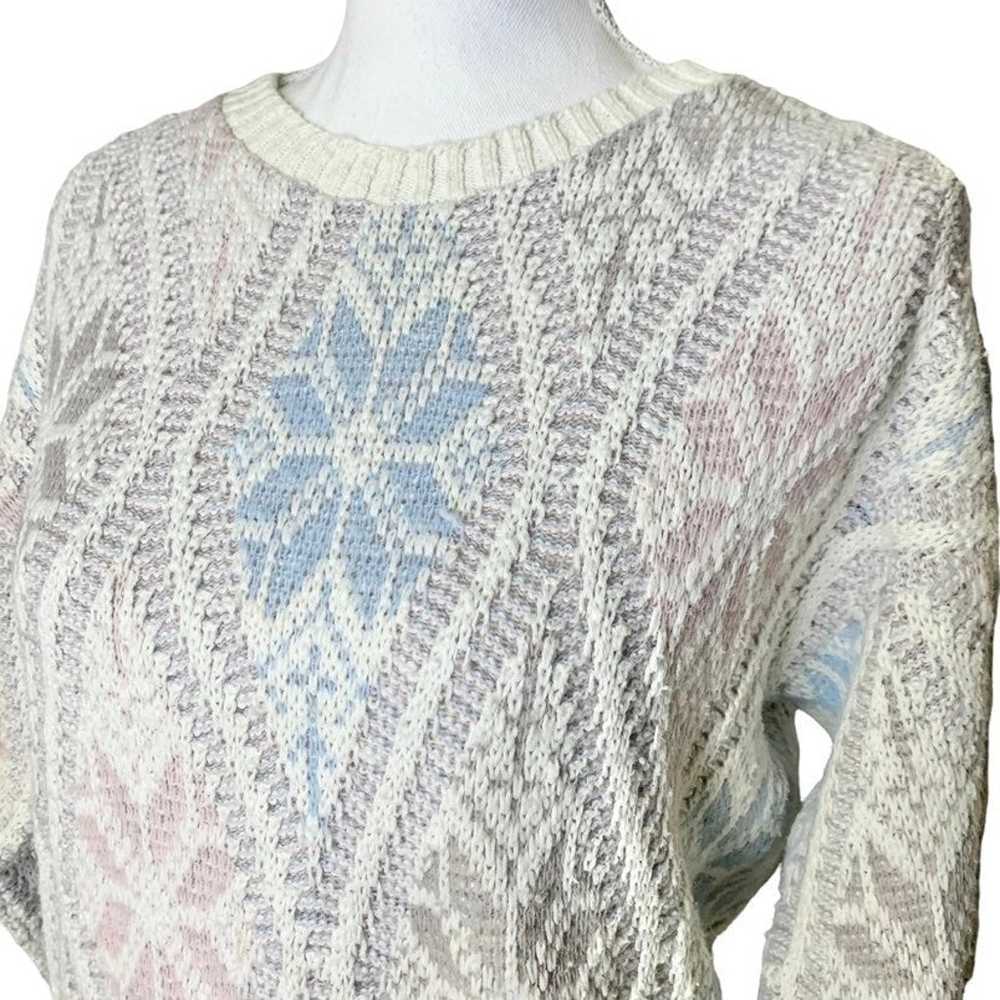 Women's Vintage 80s Koret pastel fair isle knit g… - image 2