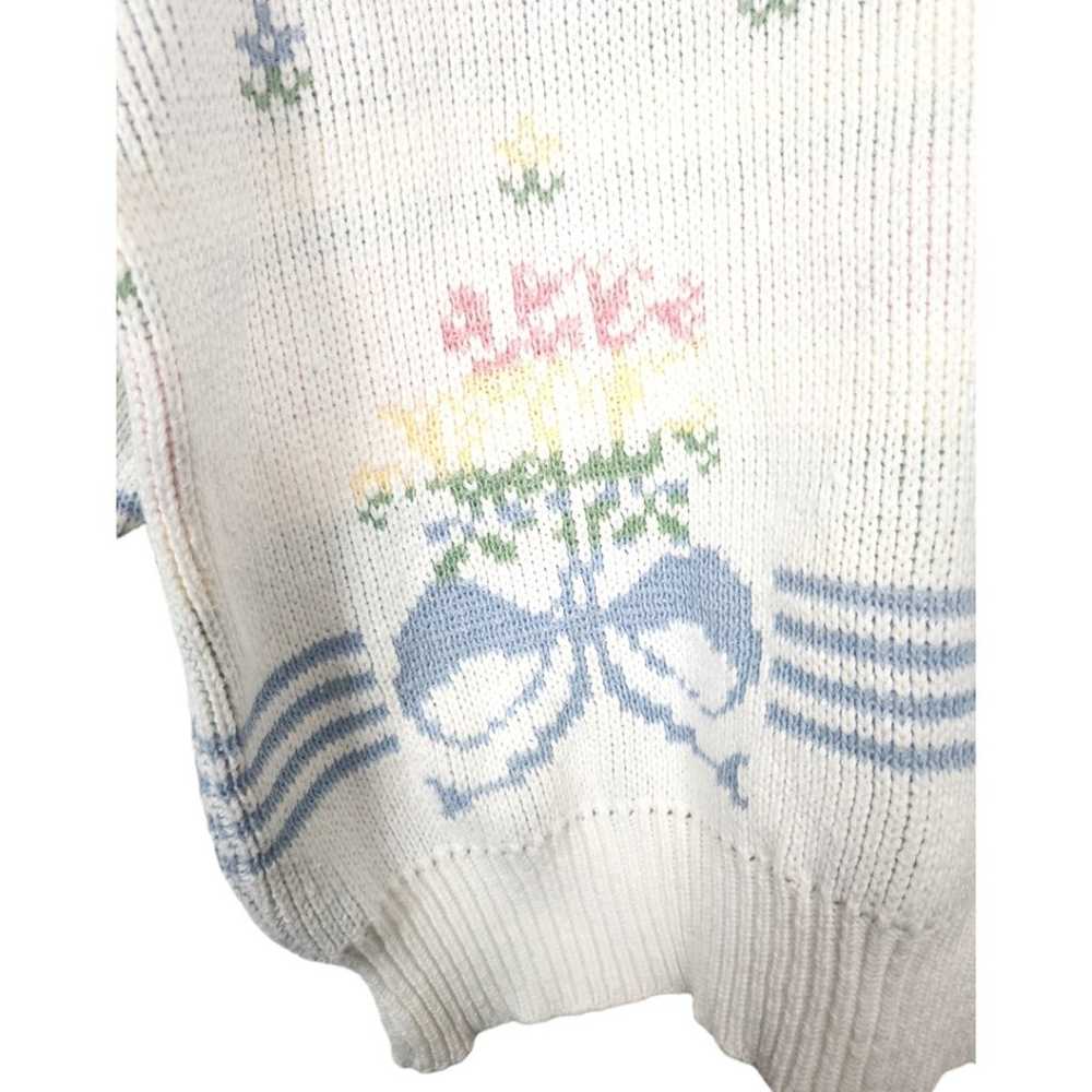 Vintage Floral Bouquet Bows Crewneck Sweater 3/4 … - image 6