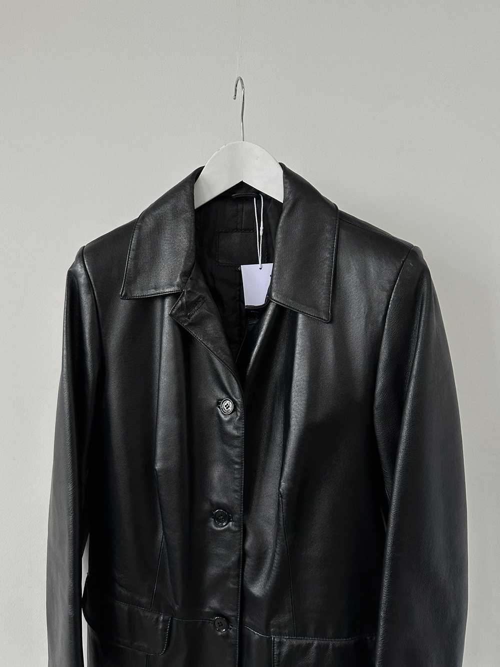 Italian Vintage Single Breasted Leather Trench Co… - image 2