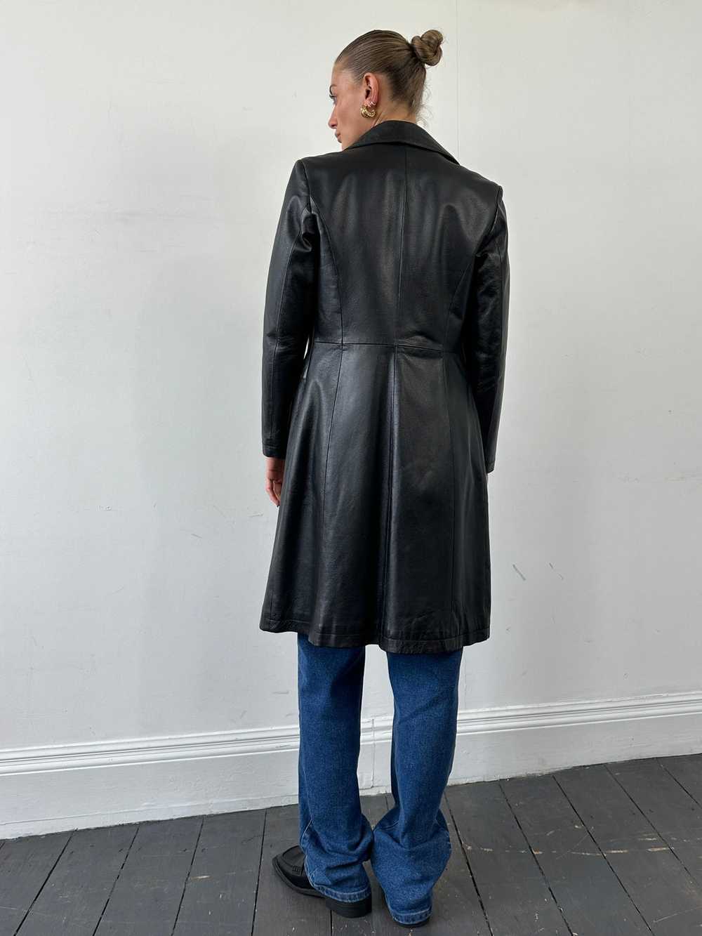 Italian Vintage Single Breasted Leather Trench Co… - image 6