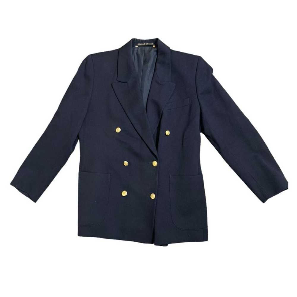 Vintage Marks & Spencer Pure Wool Women's Navy an… - image 1
