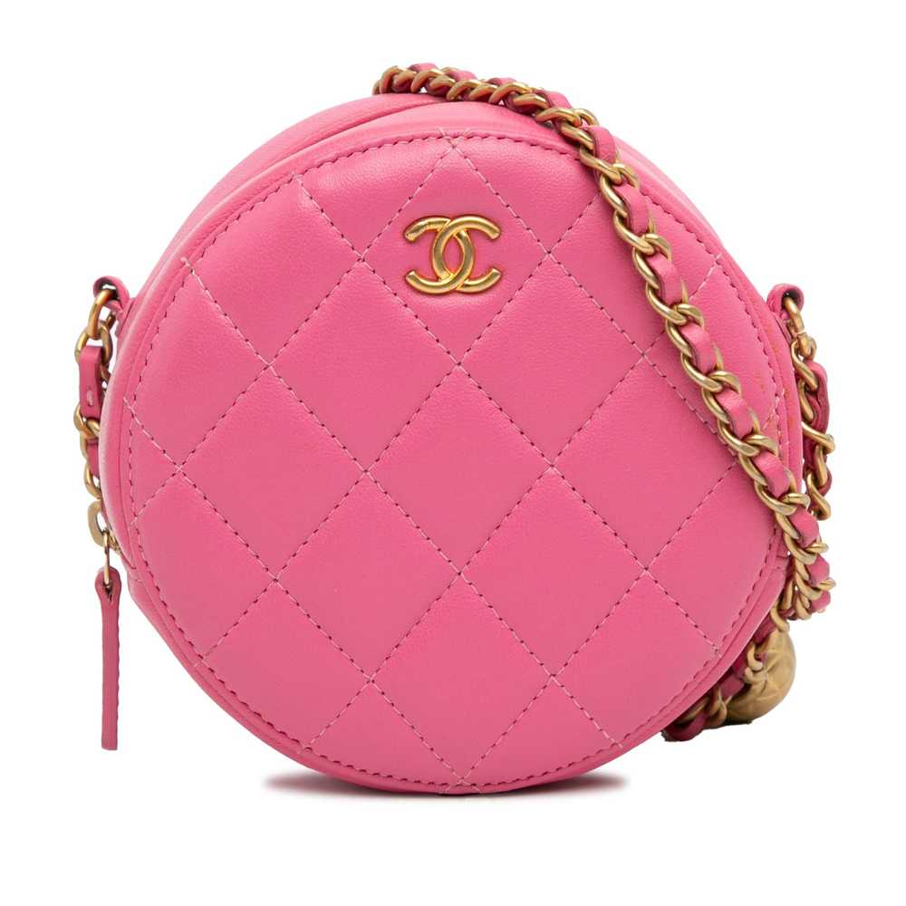 Product Details Chanel Pink Lambskin Round Pearl … - image 1