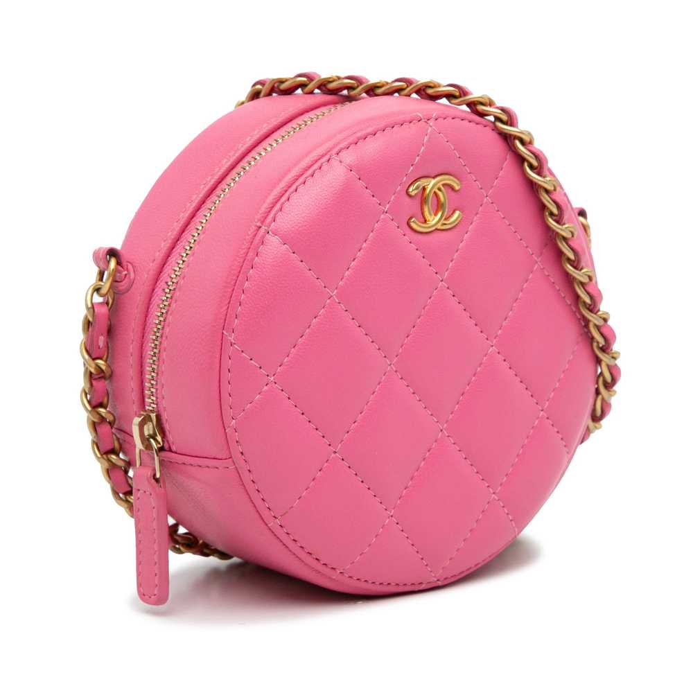 Product Details Chanel Pink Lambskin Round Pearl … - image 2