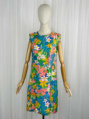1960s silk floral dress