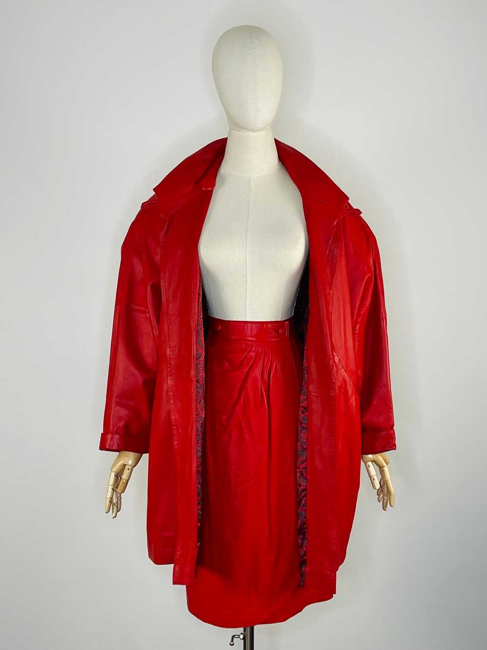1980s red leather matching ensemble - image 2