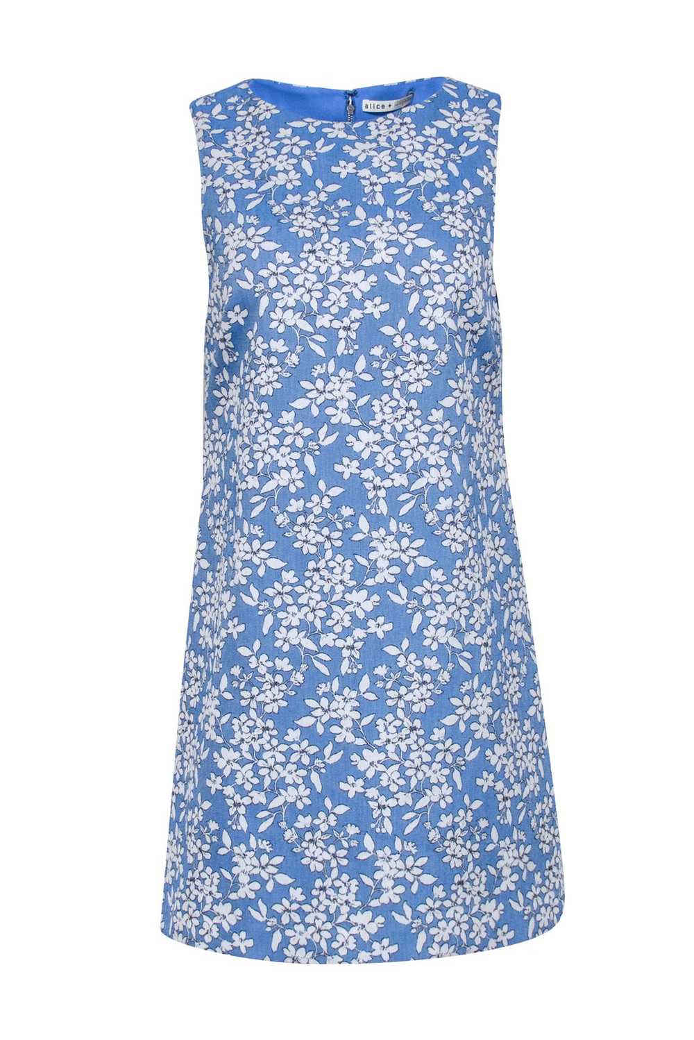 Alice & Olivia - Blue & White Floral Jacquard Sle… - image 1