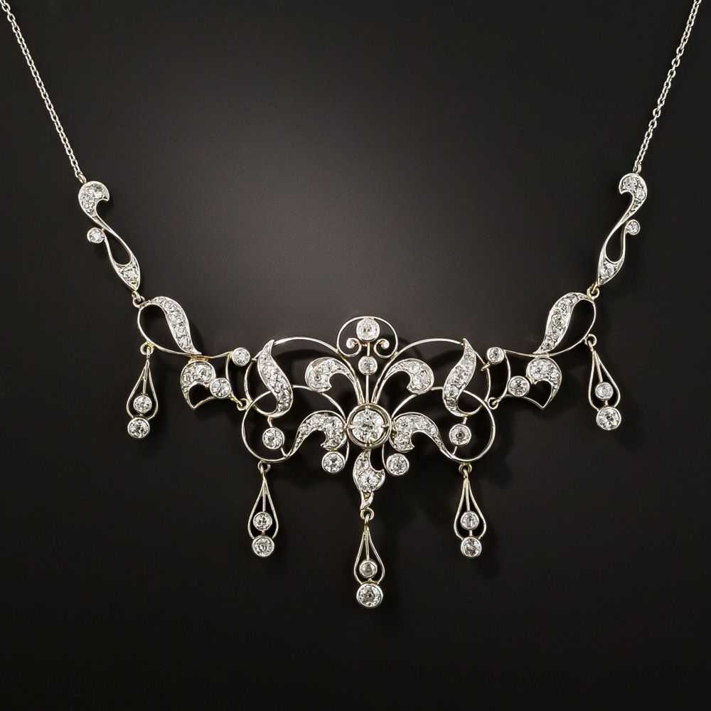 Edwardian Diamond Drop Necklace - image 1