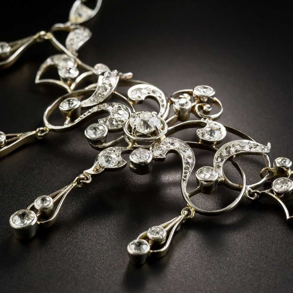 Edwardian Diamond Drop Necklace - image 2