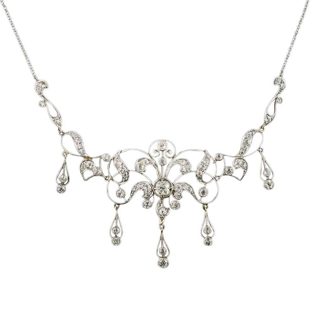 Edwardian Diamond Drop Necklace - image 3